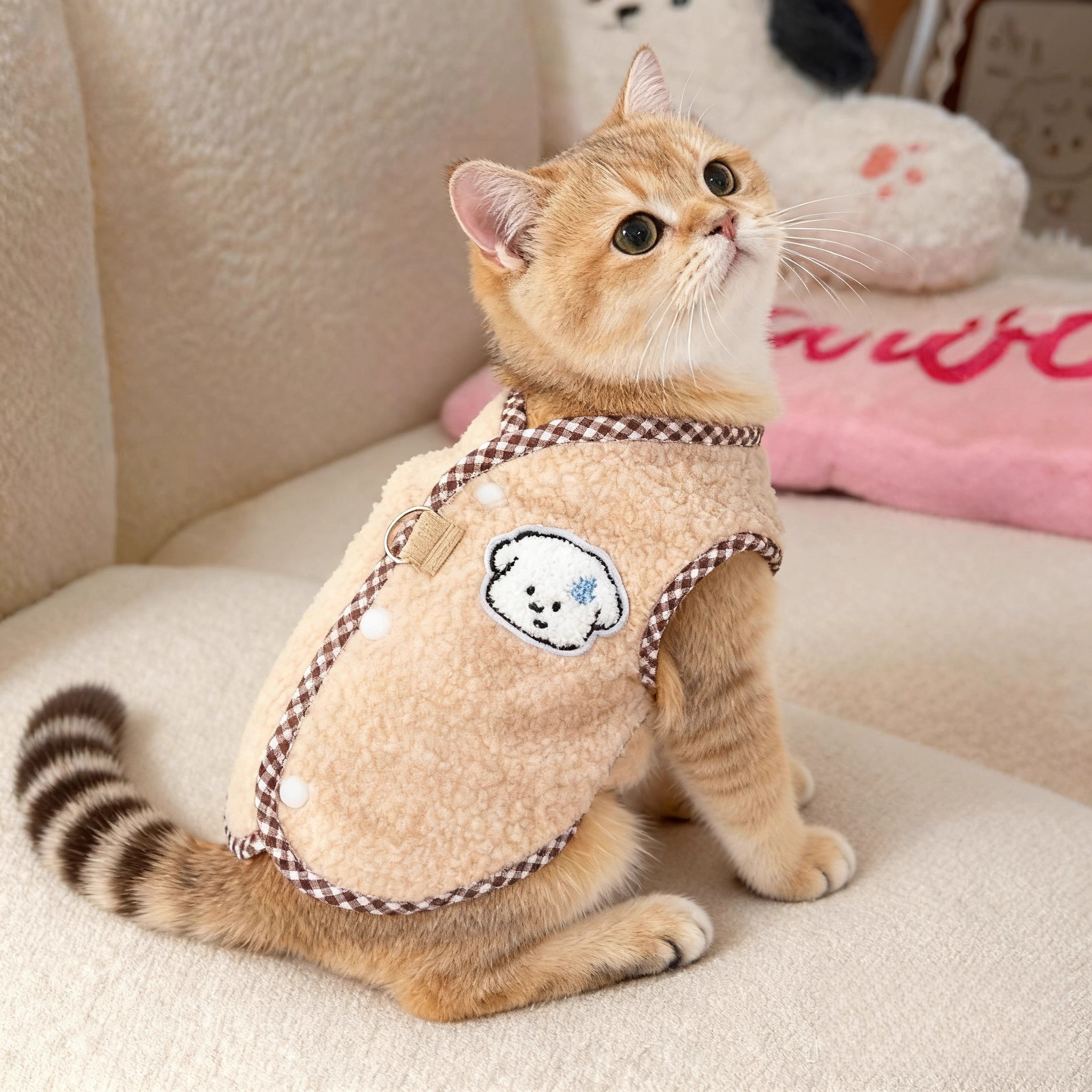 猫咪衣服秋冬季可牵引马甲防掉毛加厚保暖金渐层布偶蓝猫英短可爱