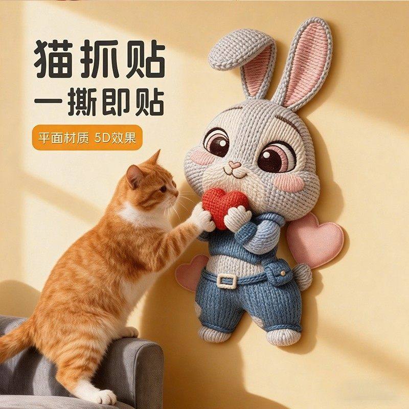 猫抓板磨爪玩具5D立体疯狂动物城猫抓贴耐磨不掉屑墙贴沙发保护贴,宠物/宠物食品及用品,猫抓板,淘宝优惠券,粉丝福利购,淘宝优惠卷