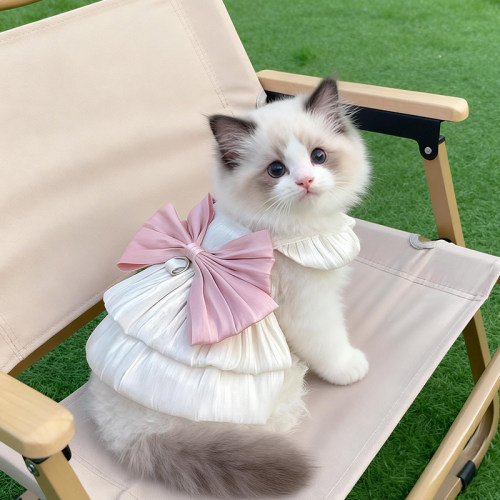 春夏透气猫咪荷叶边公主裙