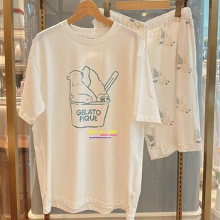男家居服 日本GP gelato pique夏季 卡通睡衣女北极熊情侣圆领短袖