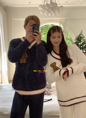 日本GP gelato pique软绵绵睡衣女小熊郑书意白鹿保暖家居服套装