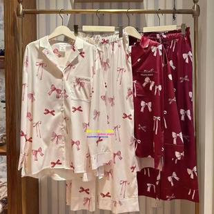 睡衣少女真丝缎面蝴蝶结甜美家居服 pique春秋新品 日本GP gelato