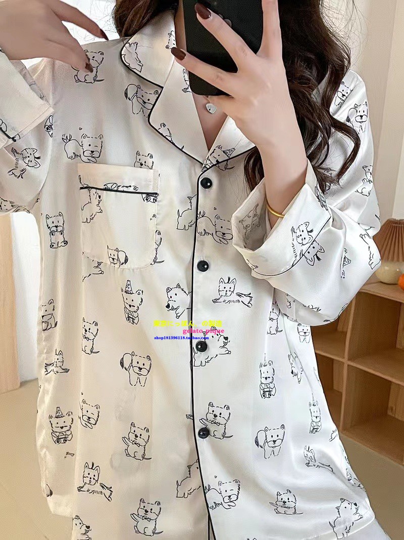 真丝睡衣日本卡通小狗女生家居服