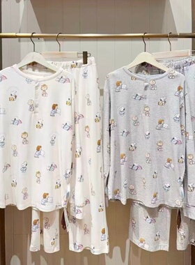 日本GP gelato pique春季莫代尔棉睡衣女可爱史努比联名款家居服