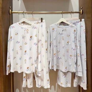 日本GP gelato pique秋冬莫代尔棉睡衣女可爱史努比联名款家居服