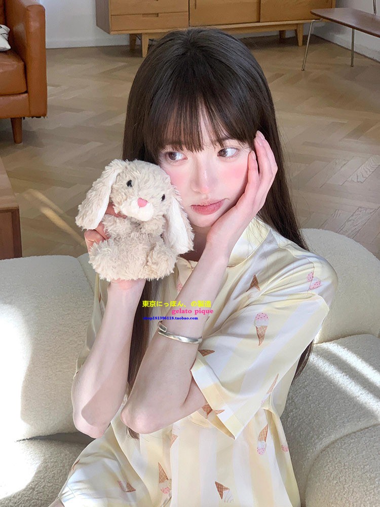 甜美冰丝睡衣日系家居服女春夏季