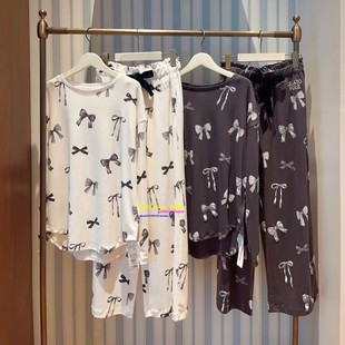 家居服套装 日本GP 睡衣女甜美蝴蝶结纯棉长袖 pique秋冬季 gelato