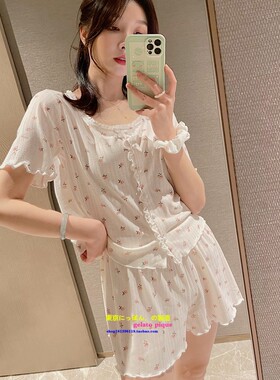 日本GP gelato pique薄款睡衣女夏碎花针织减龄少女短袖显瘦套装