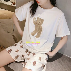 夏季纯棉卡通小熊睡衣短袖家居服