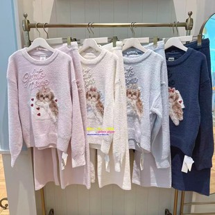 软绵绵睡衣半边绒西施犬保暖家居服套装 pique冬季 gelato 日本GP