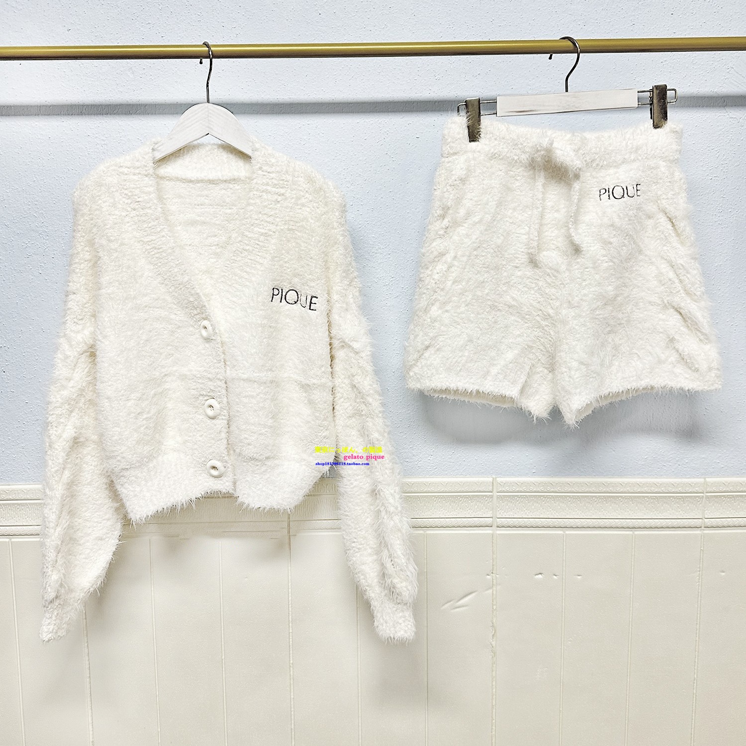 日本GP冬季长毛绒短款睡衣软绵绵