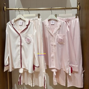 长裤 日本GP 睡衣女真丝缎面蕾丝长袖 pique秋冬新款 家居服 gelato