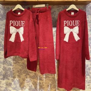 日本GP gelato pique冬季软绵绵睡衣女圣诞新年蝴蝶结加厚家居服