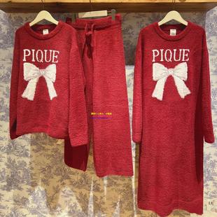 软绵绵睡衣女圣诞新年蝴蝶结加厚家居服 pique冬季 日本GP gelato