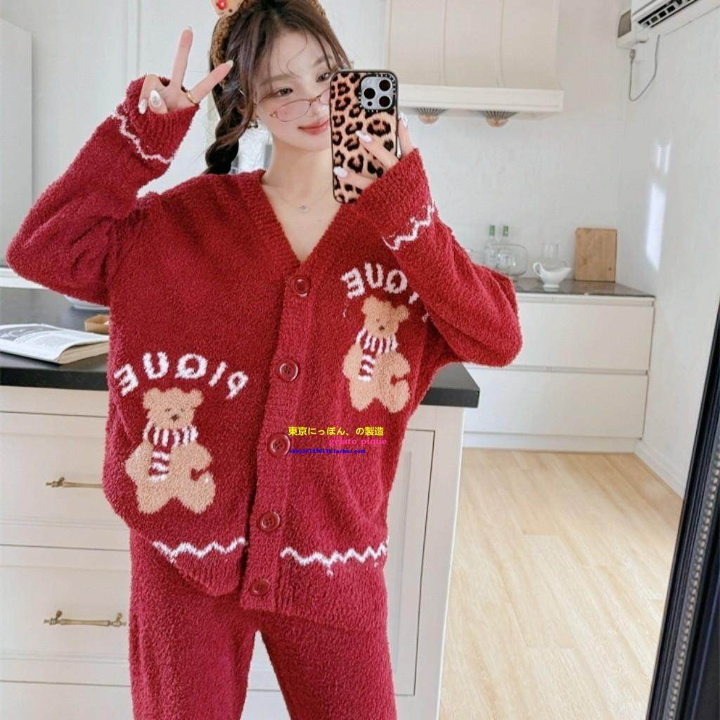 冬季保暖软绵睡衣圣诞小熊家居服