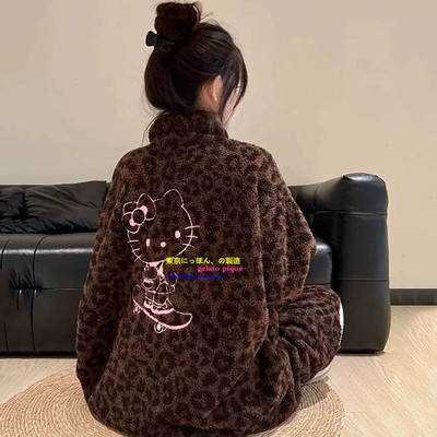 GP新款豹纹hellokitty珊瑚绒睡衣