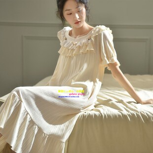 甜美公主风家居服睡衣 日本GP夏纯棉可外穿带胸垫睡裙赵今麦同款