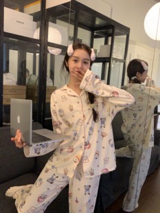 日本GP 纯棉卡通睡衣女凯蒂猫学生亲肤舒适家居服套装 pique春秋季