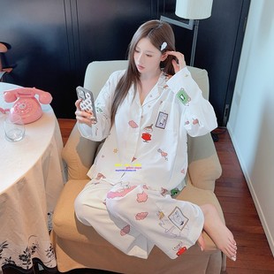 日本GP秋冬季纯棉睡衣卡通动漫印花长袖休闲开衫家居服套装可外穿