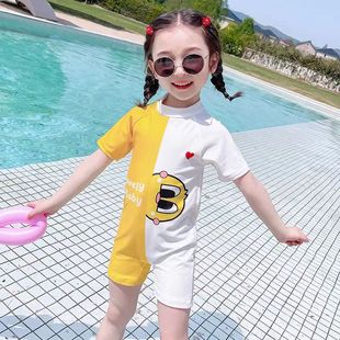 女童泳衣6岁可爱儿童连体游泳衣女孩3岁学游泳专用泳装 女宝宝速干