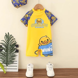 防晒海边度假 速干连体游泳衣服男孩薄款 儿童泳衣2024新款 男童夏季