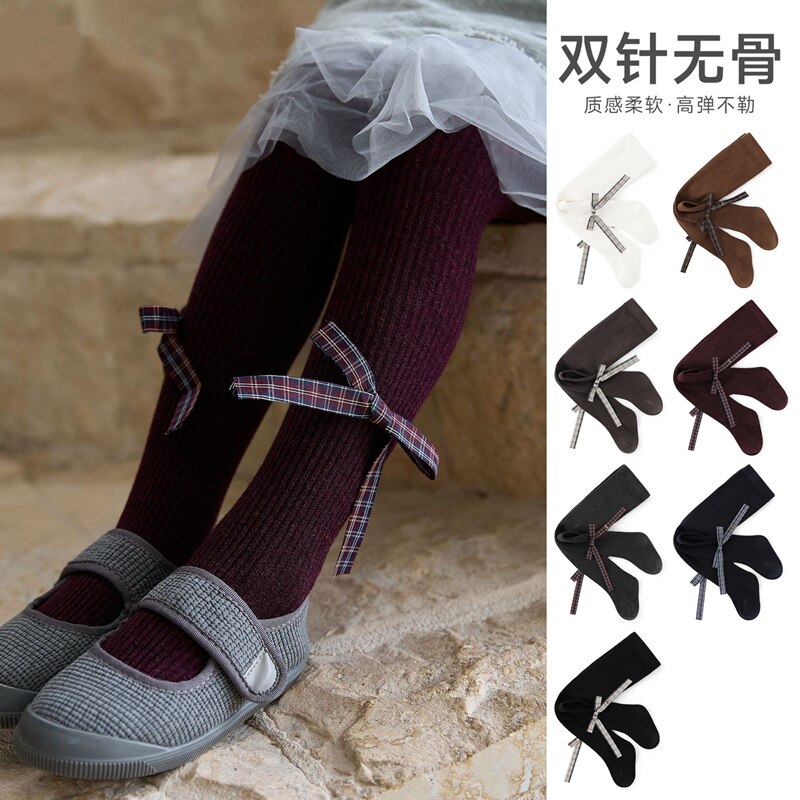 女童连裤袜春秋季纯色无骨精梳棉图片