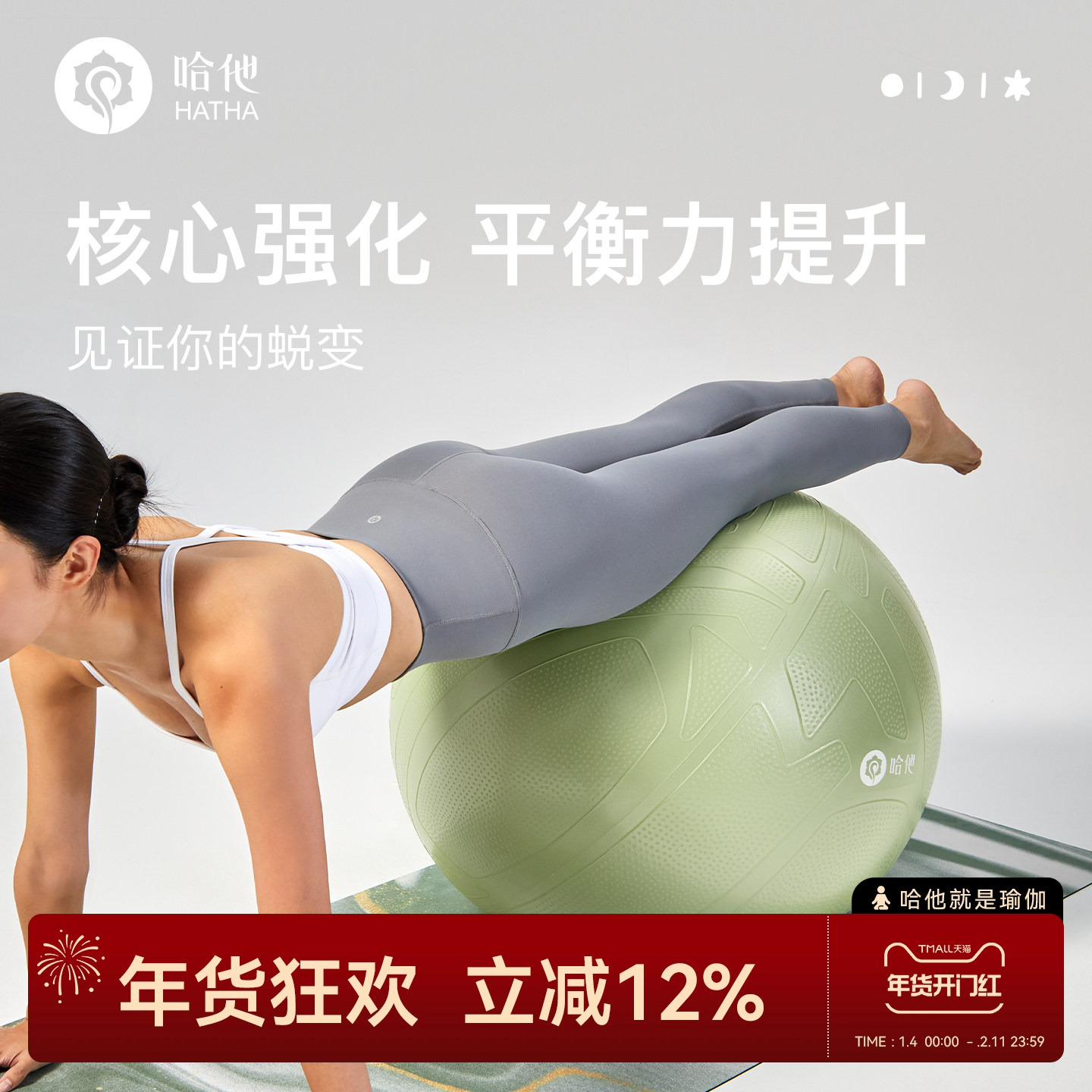 哈他瑜伽球加厚防爆专业健身球核心训练减肥练腰专用助产成人感统
