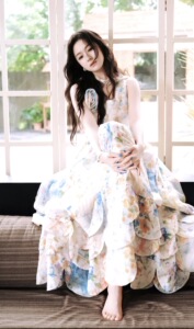 李兰迪同款2026新款花漾印花连衣裙女夏季法式浪漫无袖碎花裙长裙