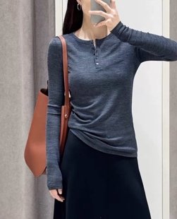 芝琪玥禾同款小禾面料汉服女装2026秋季新款百羊毛罗纹针织布上衣