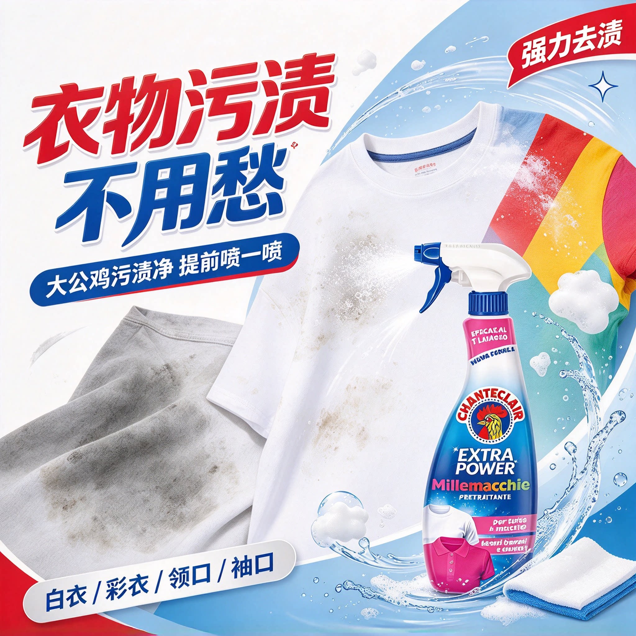 大公鸡多能衣领净强力去污剂领口去黄白色衬衫污渍洗衣液