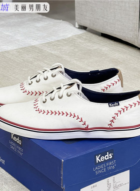 Keds 郑秀晶同款低帮经典棒球鞋女鞋帆布鞋休闲百搭小白鞋WF52476