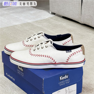 Keds 郑秀晶同款低帮经典棒球鞋女鞋帆布鞋休闲百搭小白鞋WF52476