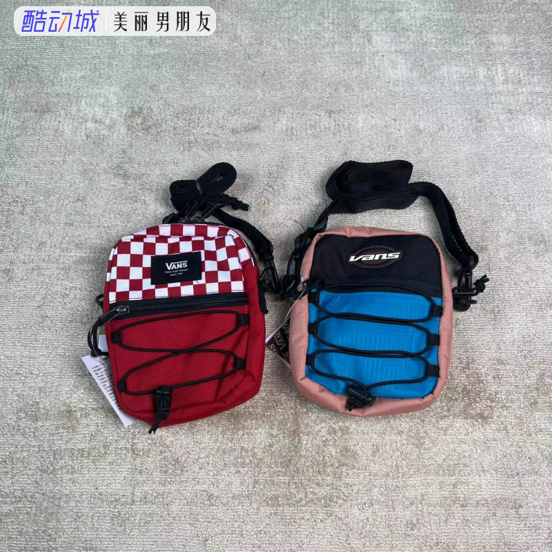 VANS 范斯经典粉蓝拼接红白棋盘格抽绳休闲单肩斜挎包VN0A3I5SO84