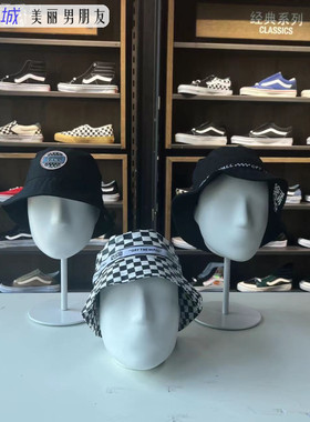 VANS男女经典缝制帽棋盘格黑帽子