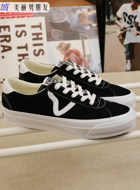 VANS 范斯Sport 73经典黑白麂皮复古休闲情侣板鞋VN000CR1BA2