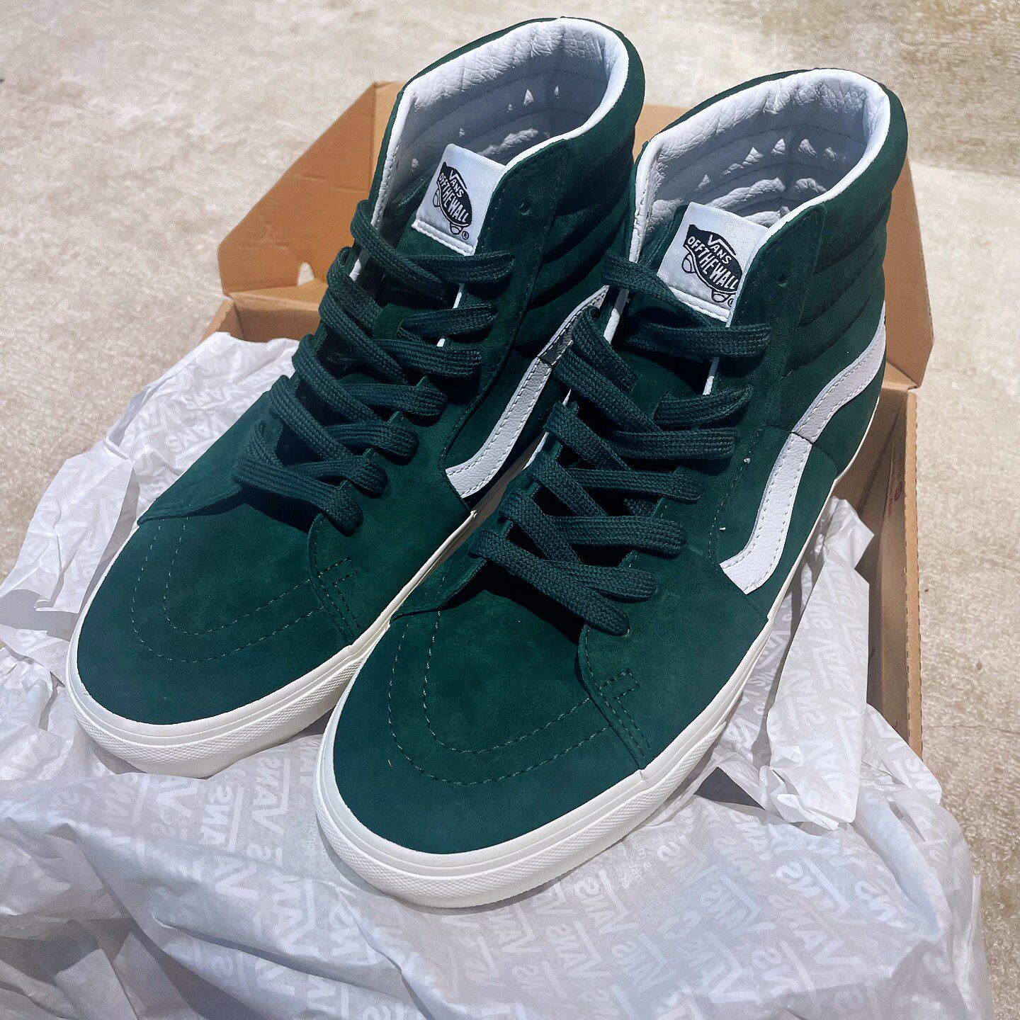 VANS范斯 SK8 HI 全翻毛皮绿色高帮男鞋运动休闲板鞋VN000BW7EME