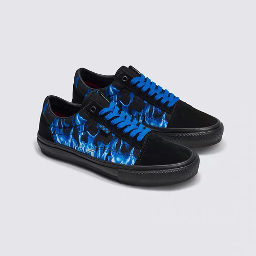 VANS范斯 SKATE OLD SKOOL PRO 蓝黑火焰男专业滑板鞋VN0A5FCBG7I