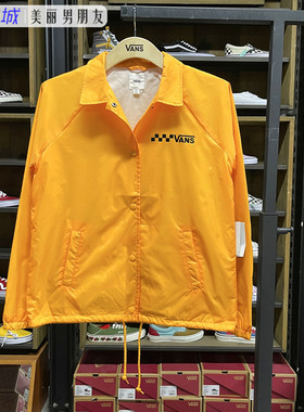 VANS范斯 女子黄色长袖外套翻领运动休闲教练夹克 VN0A2YWFUVF