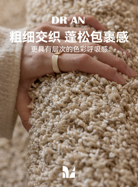 DRAN欧式客厅地毯高端纯色定制满铺轻奢极简高级现代耐磨拿铁色