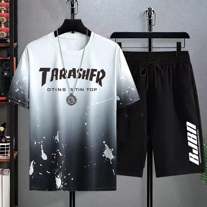 新款速干冰丝渐变套装男短袖t恤夏季休闲短裤运动两件套帅气男装,男装,其他套装,淘宝优惠券,粉丝福利购,淘宝优惠卷