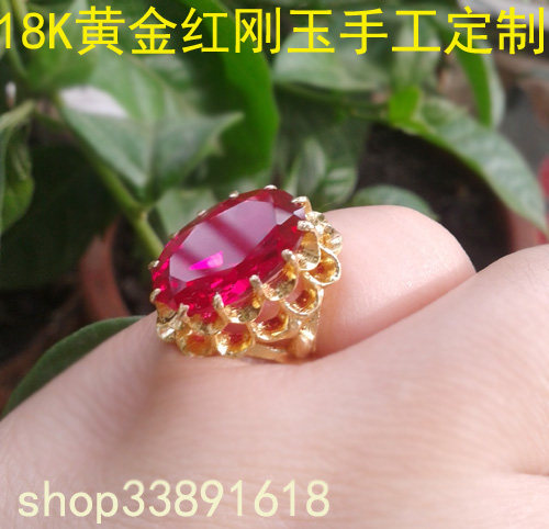 十五年店 新疆特色经典 双层花18K黄金戒指耳环吊坠女红宝石 包邮