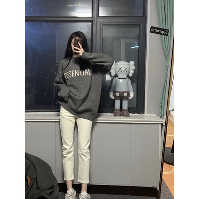 烟管裤牛仔裤女2021直筒修身显瘦