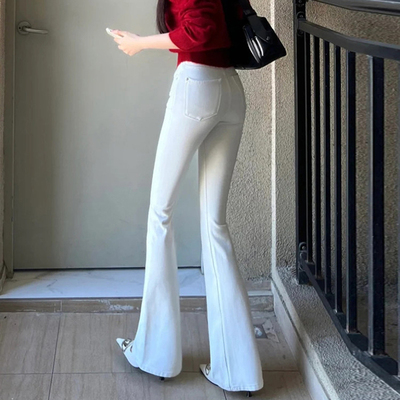 白色微喇牛仔裤女2026春季