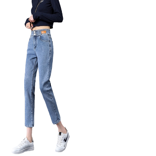 小个子烟管牛仔裤女夏天薄款2022年新款高腰显瘦黑色九分直筒裤子