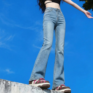 美式复古小个子微喇牛仔裤女2026新款春季修身显瘦马蹄喇叭裤夏季
