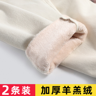 高腰显瘦宽松萝卜老爹裤 2022年新款 子 女冬哈伦裤 米白色加绒牛仔裤