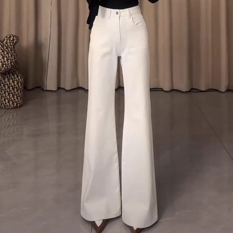 白色美式不贴腿高腰微喇牛仔裤女2026新款春季宽松拖地喇叭长裤子,女装/女士精品,牛仔裤,淘宝优惠券,粉丝福利购,淘宝优惠卷