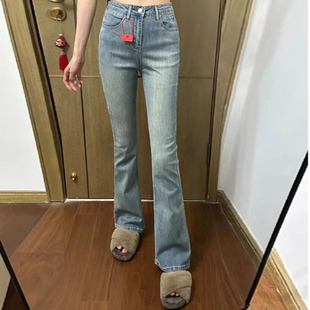 子小个子高弹力 设计感高腰显瘦马蹄裤 微喇叭牛仔裤 女2025春夏新款