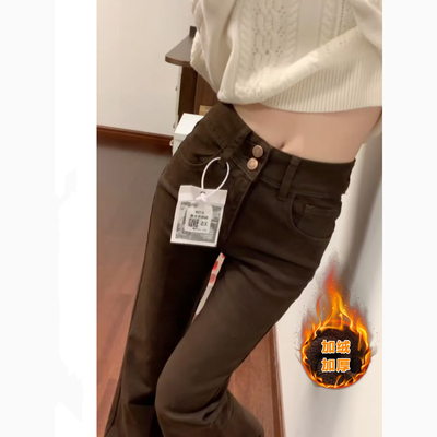 牛仔裤女秋冬新款加绒加厚
