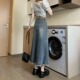 鱼尾裙 高腰小个子显瘦毛边中长款 复古牛仔半身裙女2024年夏季 新款